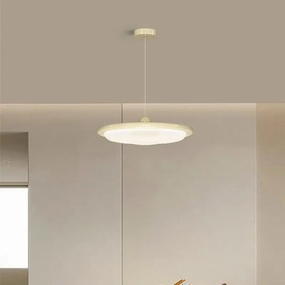 Modern cream geometric led ceiling light with sleek circular design and soft diffused glow for bedroom lighting