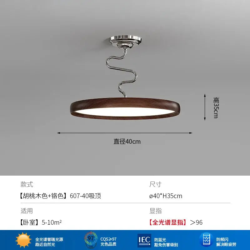 Modern cream style aluminum led chandelier with dark wood ring and chrome spiral stem for living room decorbites cream style