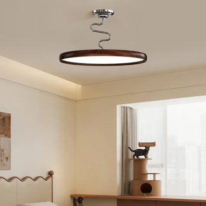 Modern cream style aluminum led chandelier with dark wood finish and chrome spiral fixture for living room decorbites cream style