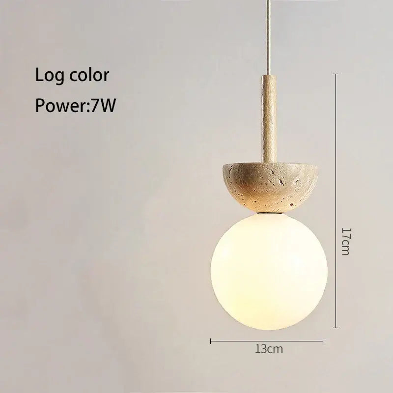 Modern cream style led pendant lamp with beige stone textured cap and frosted white glass globe for bedroom decorbites cream style