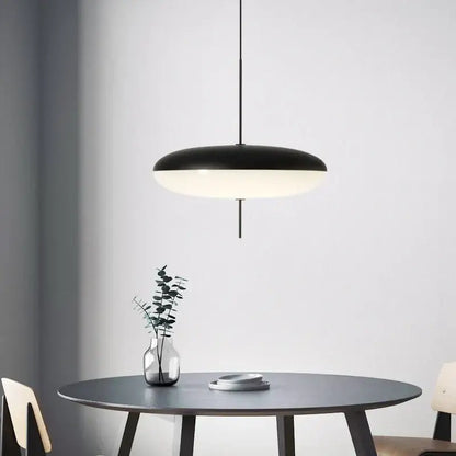 Modern creative black and white disc-shaped iron pendant light with sleek minimalist design for bar and restaurant decorbites iron pendant