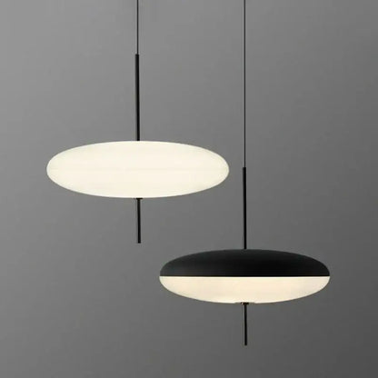 Minimalist decorbites iron pendant light with black rods and oval shades for modern bar and restaurant design