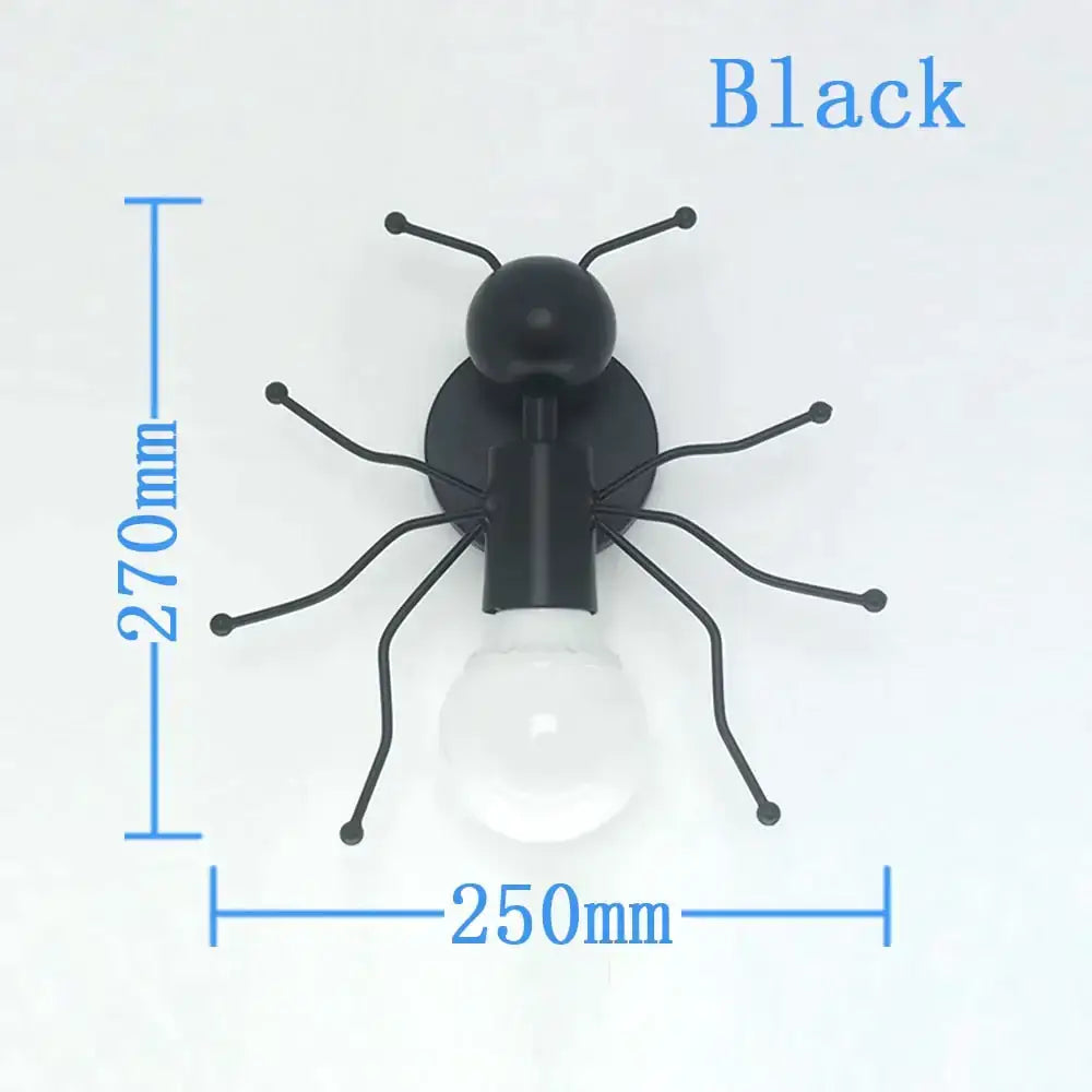 Modern creative minimalism black metal robot ant wall lamp with clear glass bulb for bedroom lighting