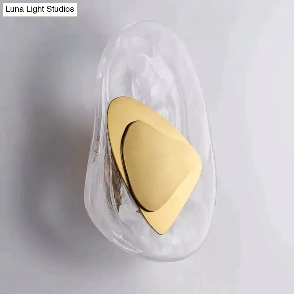 Modern creative minimalist gold-toned glass wall lamp with triangular design for bedroom bedside lighting
