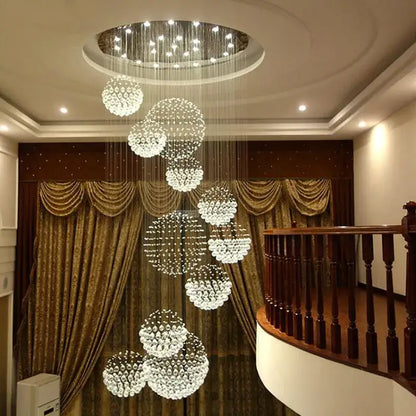 Modern decorbites crystal ball chandelier with multi-tiered clear glass beads for elegant dining room lighting