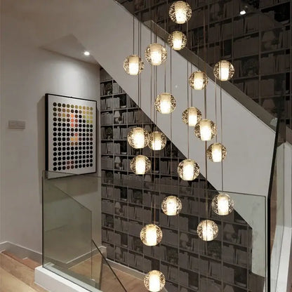 Modern crystal ball led chandelier with multiple spherical glass globe lights for living room decorbites crystal ball design
