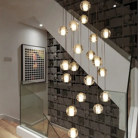 Modern crystal ball led chandelier with multiple spherical glass globe lights for living room decorbites crystal ball design
