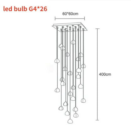 Modern crystal ball nordic led chandelier with 26 g4 led bulbs cascading in metallic rods and teardrop glass shades decorbites crystal ball