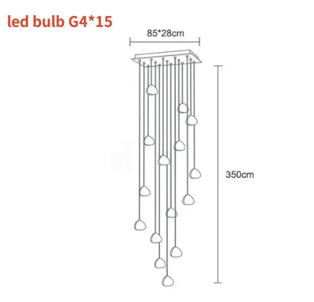 Modern crystal ball nordic led chandelier with 15 g4 led bulbs cascades with metallic rods and frosted glass shades