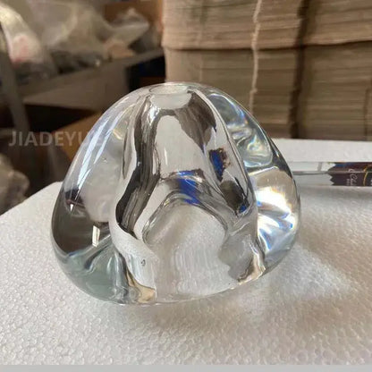 Clear faceted glass crystal ball nordic paperweight with intricate internal ridges for modern decorbites crystal ball decor