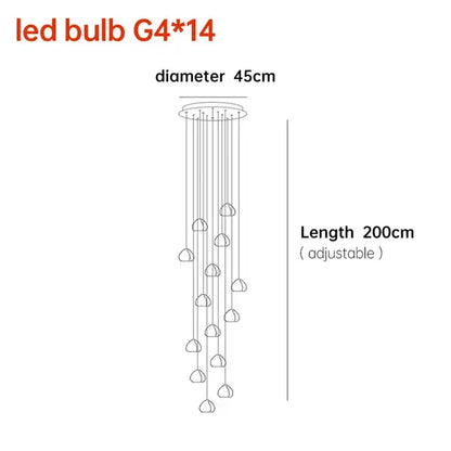 Modern crystal ball nordic LED chandelier with adjustable 200cm circular mount and multiple dangling G4*14 LED bulbs