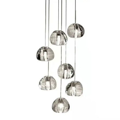 Modern crystal ball nordic led chandelier with clear faceted glass globes and sleek chrome rods for staircase decorbites crystal ball