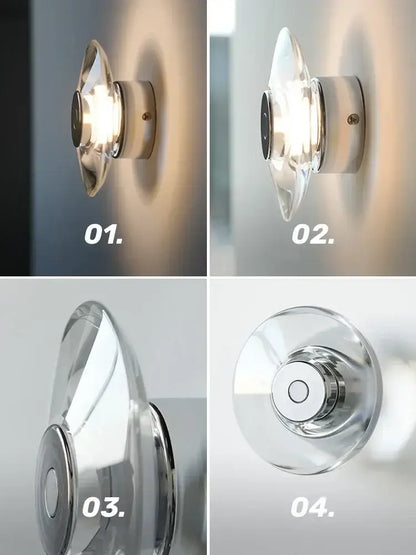 Modern crystal bedside wall lamp with clear glass and chrome base for elegant bedroom decorbites crystal bedside lighting
