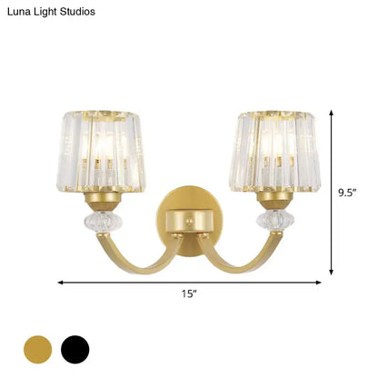 Gold-finished black gold wall lamp featuring crystal-fringed lampshades and decorative glass orbs, wall mounted lighting