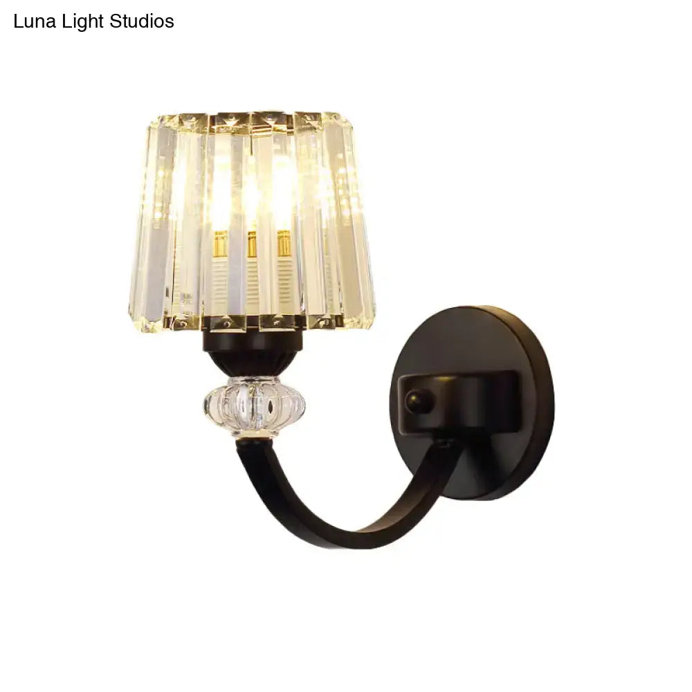 Elegant modern crystal black gold wall lamp with dark bronze finish and faceted glass shades, wall mounted lighting