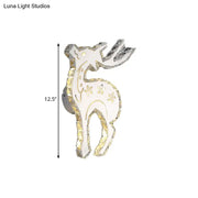 Modern crystal block elk wall sconce with white and gold metallic finish and warm white led light for bedroom use