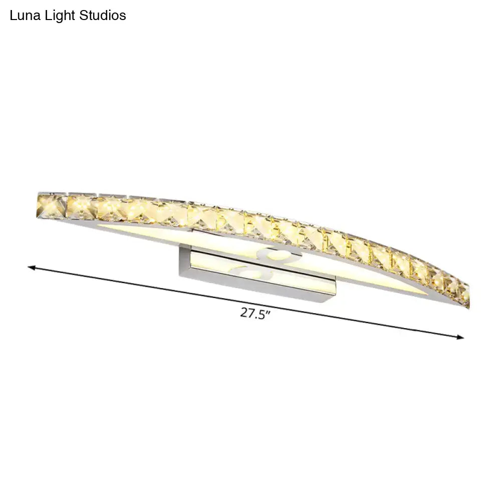 Modern crystal bow bathroom sconce with clear champagne crystal embellishments and polished chrome finish LED product bulb
