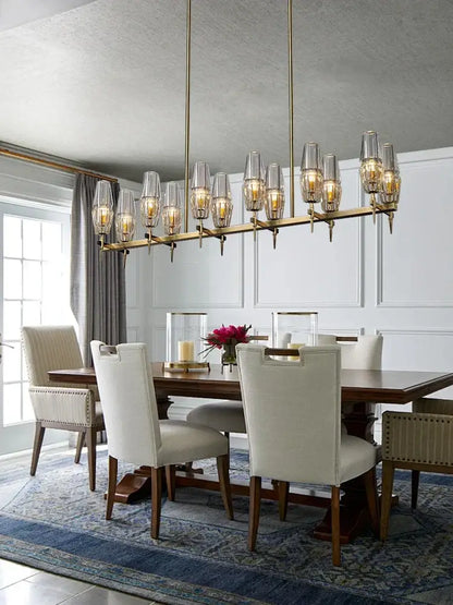 A modern crystal brass glass pendant light with clear shades and warm bulbs for dining room decorbites chandelier