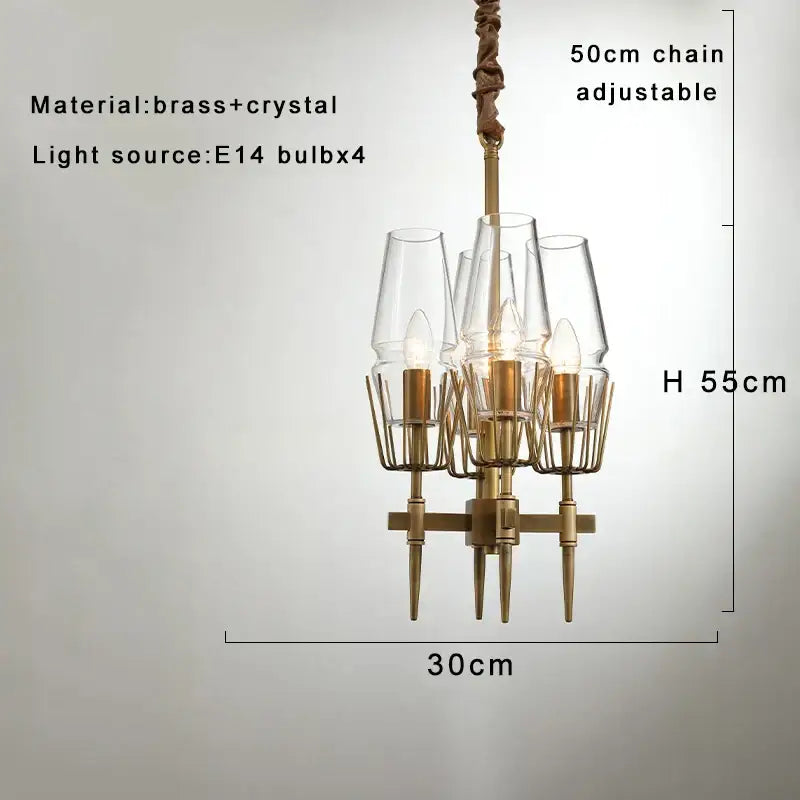 Modern crystal brass glass pendant light dining room chandelier with four e14 bulbs by decorbites crystal brass