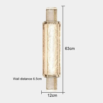 A 63cm hexagonal translucent frosted glass wall lamp with decorbites crystal bubble for luxury bedroom decor