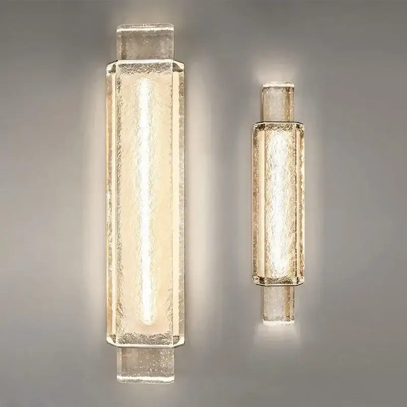 Two modern decorbites crystal bubble wall lamps with textured translucent glass and warm led lighting for bedroom decor