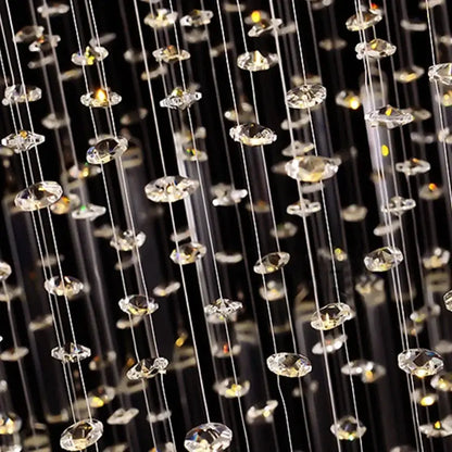Modern crystal column chandelier with clear faceted crystal droplets on thin metallic wires for living room decorbites crystal column lighting