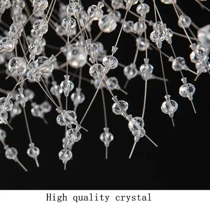 Modern crystal dandelion chandelier led hanging light with clear faceted beads on metallic wires for dining room decorbites dandelion chandelier
