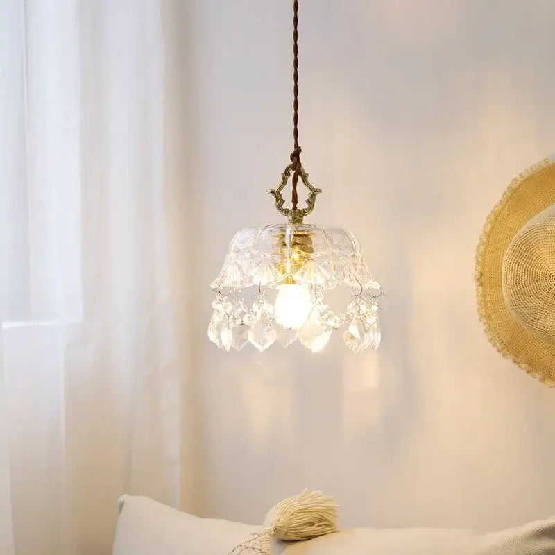 Modern crystal glass led pendant lamp with brass fixture and faceted shades for dining room decorbites crystal glass lighting