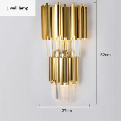 Modern crystal gold metal led pendant lights featuring gold and clear crystal vertical bars for dining room decorbites gold metal