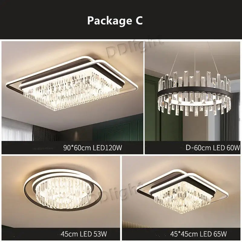 Modern crystal industrial pendant lamps with sleek black metal frames and led lighting for living room decorbites pendant lamps