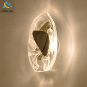 Modern crystal led wall lamp with clear glass and dark bronze triangular accent for living room decorbites crystal led wall