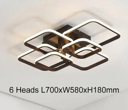 Modern crystal ring acrylic ceiling lights featuring six interlocking brushed brass frames with white led accents