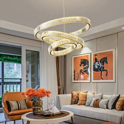 Modern Crystal Ring Pendant Chandelier In Gold Or Silver - Decorbites