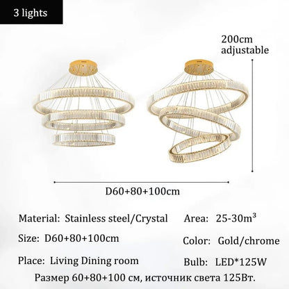 Modern Crystal Ring Pendant Chandelier In Gold Or Silver - Decorbites