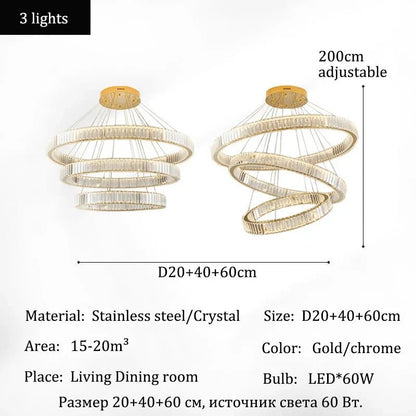 Modern Crystal Ring Pendant Chandelier In Gold Or Silver - Decorbites