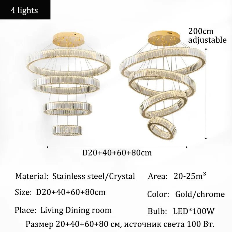 Modern Crystal Ring Pendant Chandelier In Gold Or Silver - Decorbites