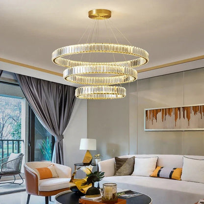 Modern Crystal Ring Pendant Chandelier In Gold Or Silver - Decorbites