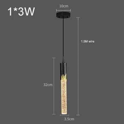 Modern Crystal Rod Pendant Light in Black or Gold - Decorbites