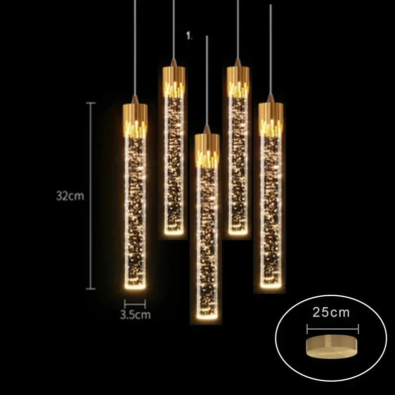 Modern Crystal Rod Pendant Light in Black or Gold - Decorbites