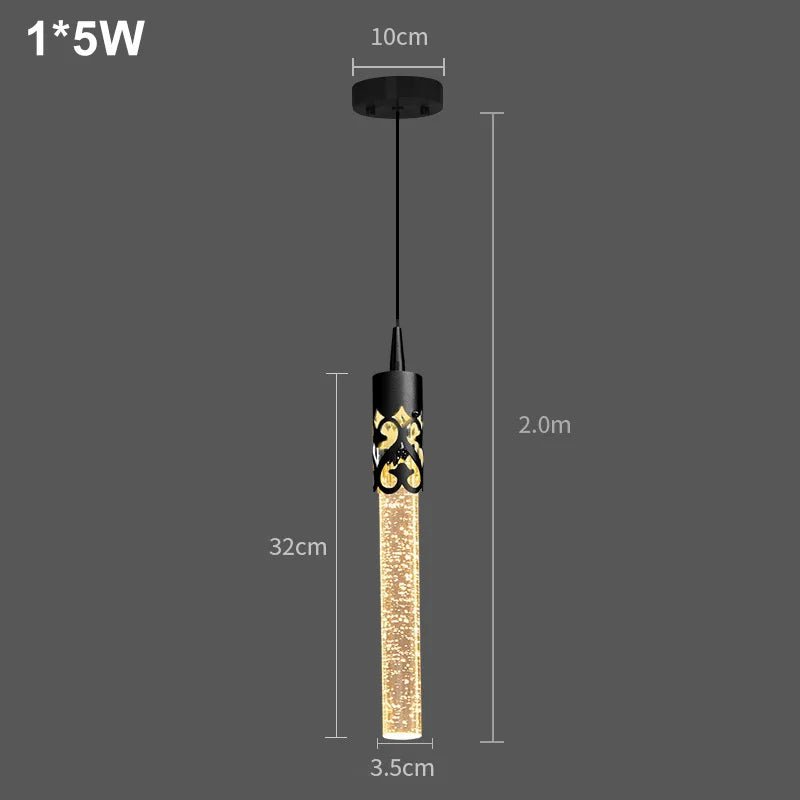 Modern Crystal Rod Pendant Light in Black or Gold - Decorbites