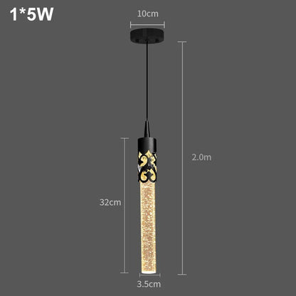 Modern Crystal Rod Pendant Light in Black or Gold - Decorbites