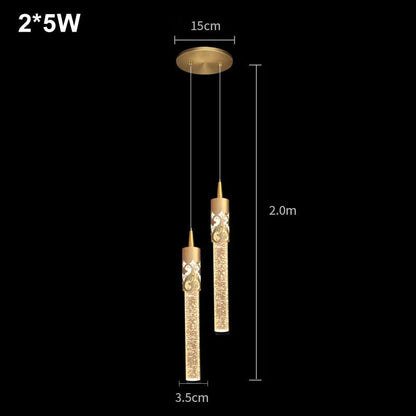 Modern Crystal Rod Pendant Light in Black or Gold - Decorbites