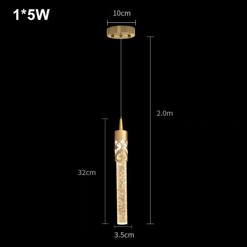 Modern Crystal Rod Pendant Light in Black or Gold - Decorbites