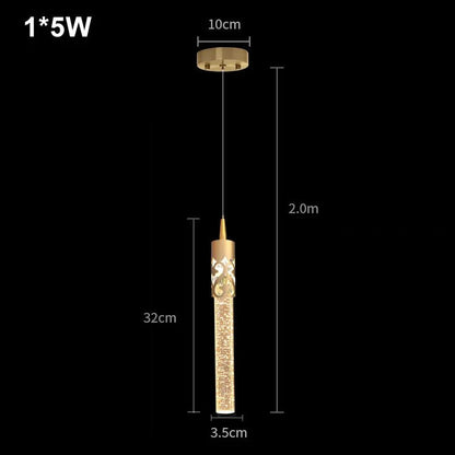 Modern Crystal Rod Pendant Light in Black or Gold - Decorbites