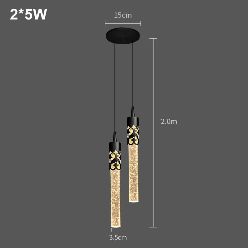 Modern Crystal Rod Pendant Light in Black or Gold - Decorbites