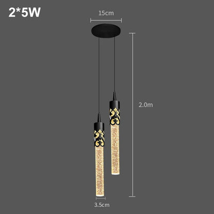 Modern Crystal Rod Pendant Light in Black or Gold - Decorbites