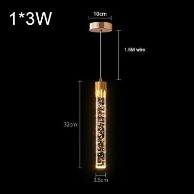 Modern Crystal Rod Pendant Light in Black or Gold - Decorbites