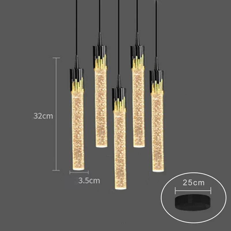 Modern Crystal Rod Pendant Light in Black or Gold - Decorbites