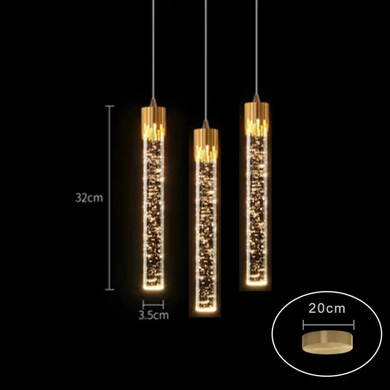 Modern Crystal Rod Pendant Light in Black or Gold - Decorbites