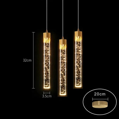 Modern Crystal Rod Pendant Light in Black or Gold - Decorbites